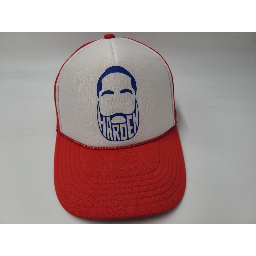 James Harden Logo Otto Rope Mesh Trucker Snapback Hat Cap Basketball White Red